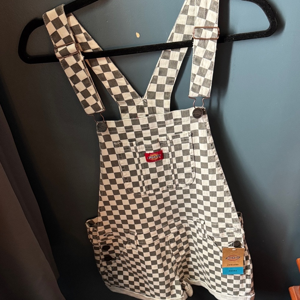 Dickies Black and White Checkered Overalls